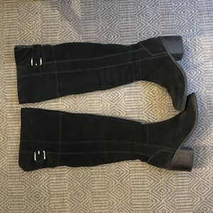 Aldo Black Suede Over the Knee Boots